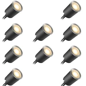 500 Lumen Black Integrated LED Hardwired Stair Light Warm Recessed LED Deck Lights w/Protecting Shell IP67 (10-Pack)