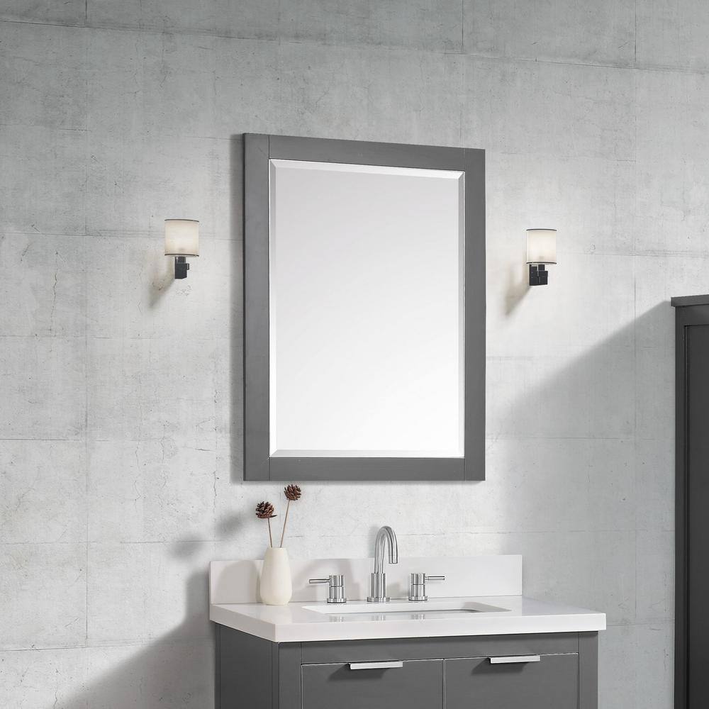 Allie Austen 32" x 24" Twilight Gray Wood Vanity Mirror with Silver Trim