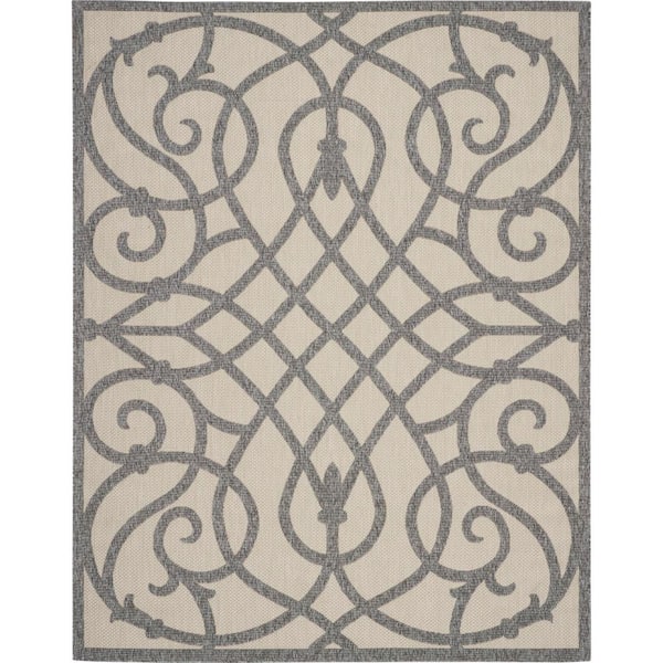 Palamos Cream Gray 8 ft. x 10 ft. Geometric Contemporary Indoor/Outdoor Patio Area Rug