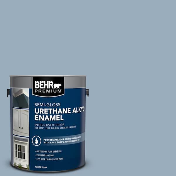 BEHR PREMIUM 1 gal. #S510-3 Ombre Blue Urethane Alkyd Semi-Gloss Enamel Interior/Exterior Paint
