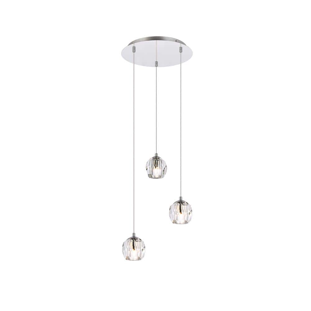 Timeless Home 11.8 in. L x 11.8 in. W x 3.7 in. H 3-Light Chrome with ...