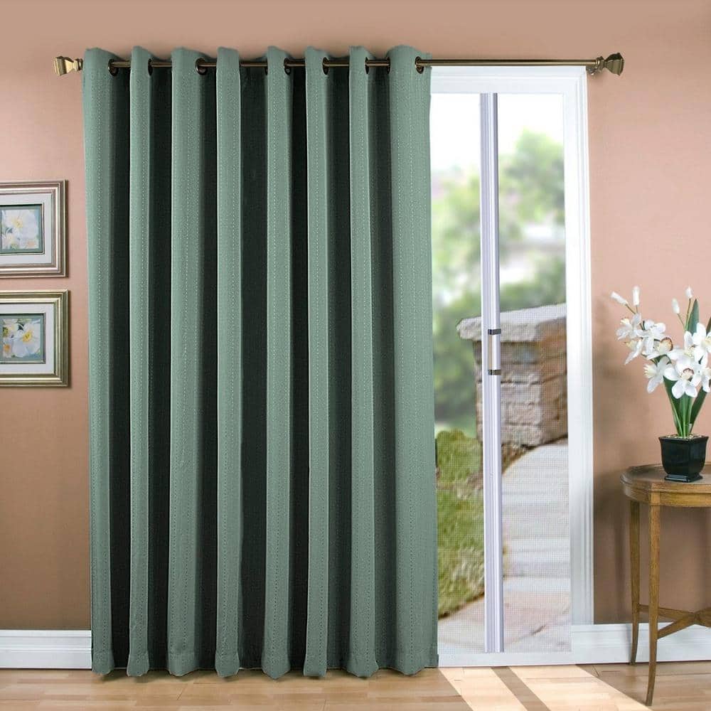 Green 110" x 84" Pleated Blackout Grommet Polyester Curtain Panel