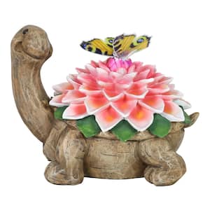 Solar Turtle with Color Changing Butterfly Garden Statue
