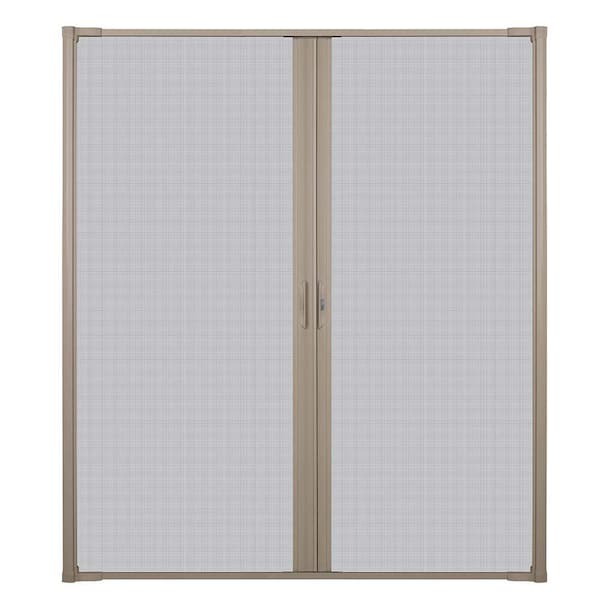 72 in. x 80 in. LuminAire Sandtone for Double Entry Door 68 in.-72 in. Universal Handed Aluminum Retractable Screen Door