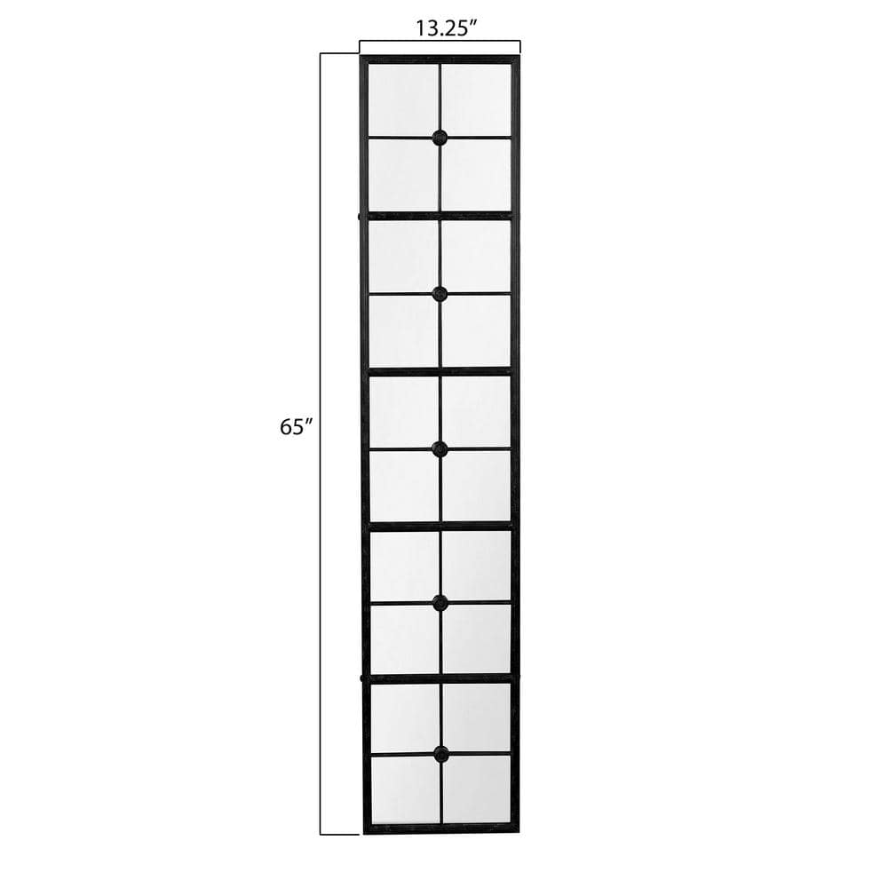 Tall Black Metal Windowpane Full Length Mirror