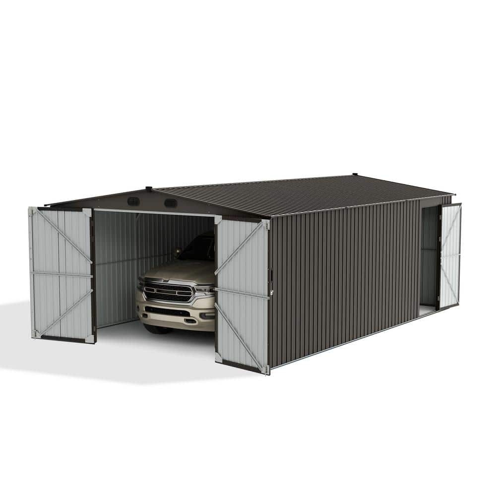 Sunjoy 13 ft. W x 20 ft. D Outdoor Storage Shed, Multi-Purpose