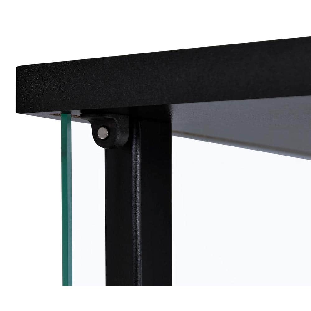 Black Wood and Glass 4-Shelf Curio Cabinet