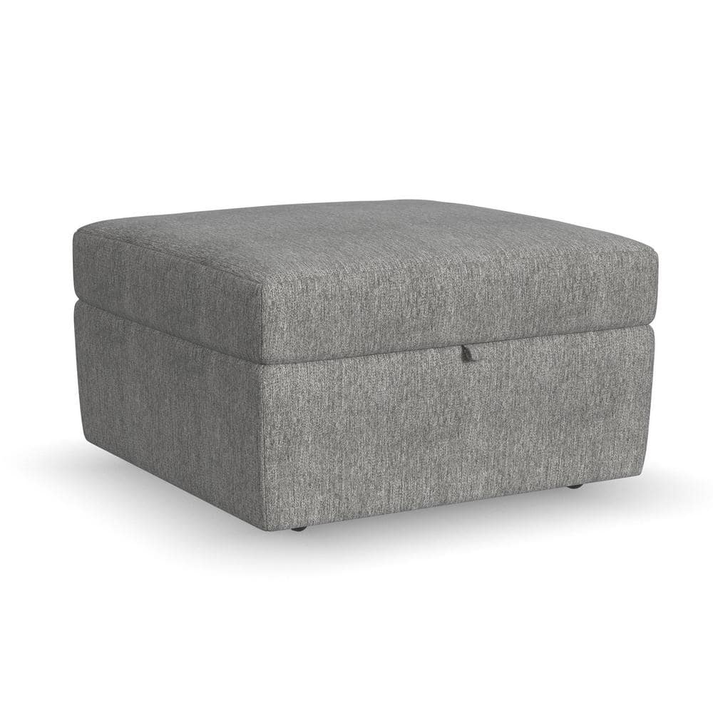 Flex Pebble Dark Gray Live Smart Polyester Performance Fabric Square 31 in. Storage Ottoman