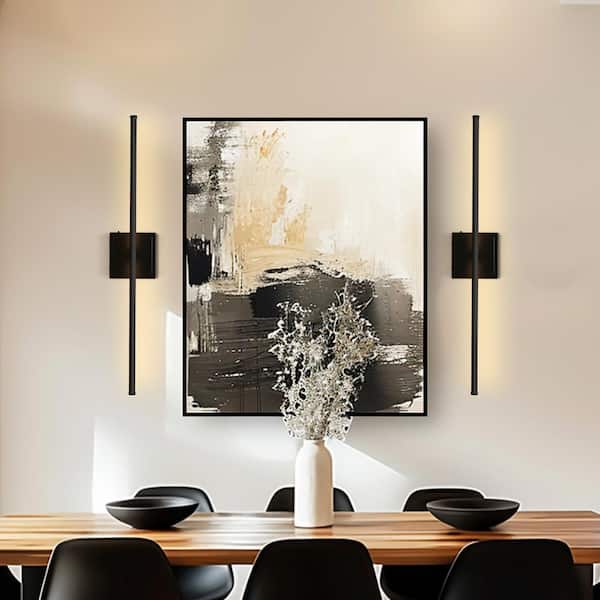 Black Dimmable for Living Room Wireless Integrated LED Wall Sconce with Remote Sconce Wall Decor 2-Pack