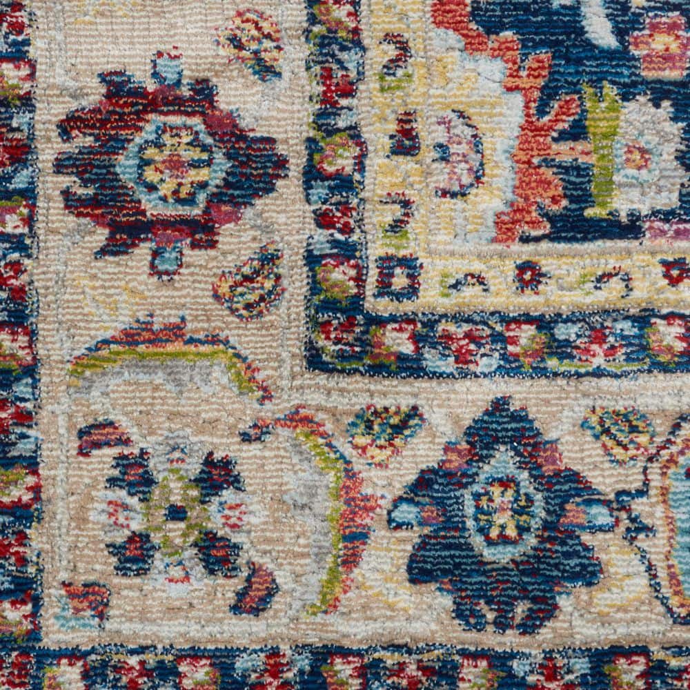Global Vintage Multicolor Synthetic 8' x 10' Easy-Care Area Rug