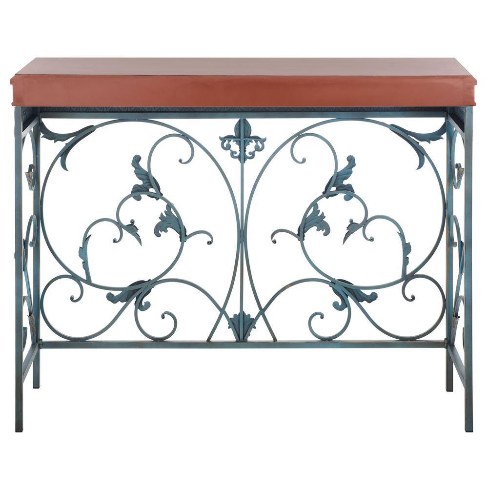 Cynthia Brown Wood and Metal Hallway Table with Storage