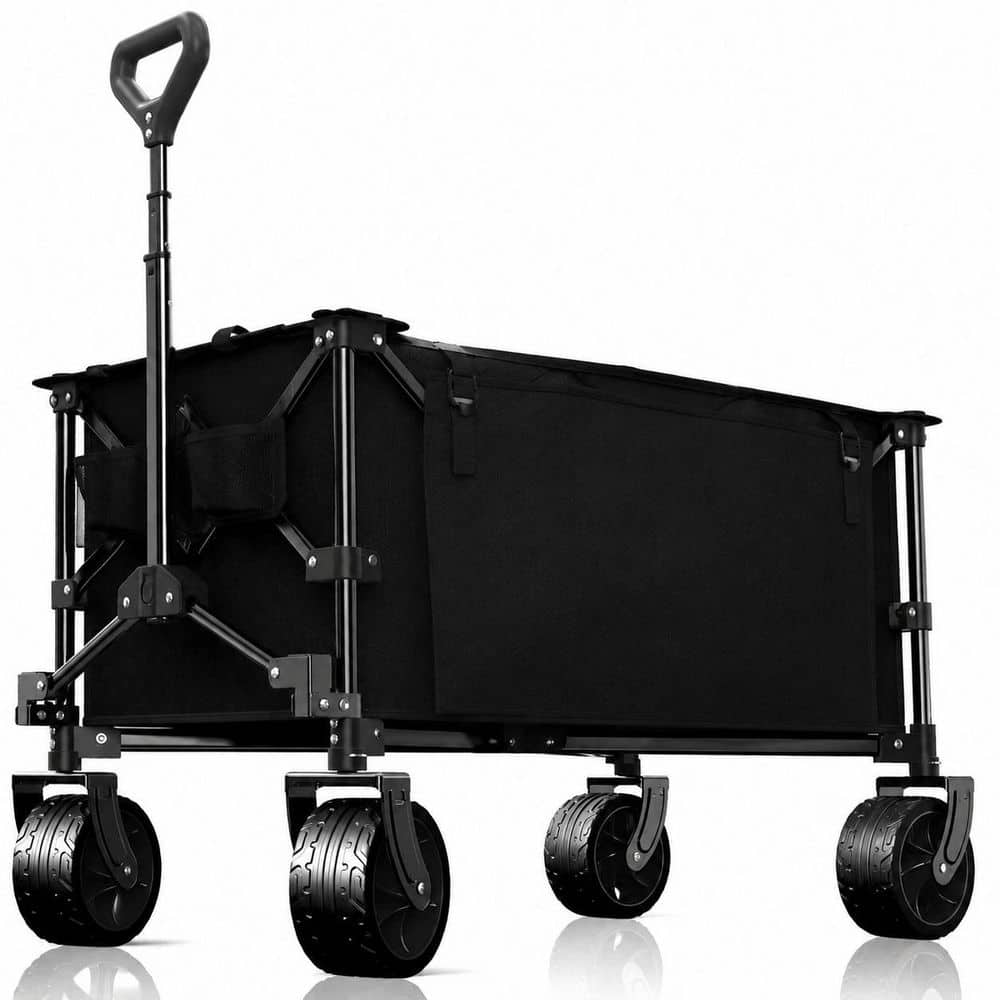 5.3 cu. ft. Metal Bin Garden Cart Collapsible Folding Utility Wagon with All-Terrain Wheels and Side Pocket price history on PriceWatchPro