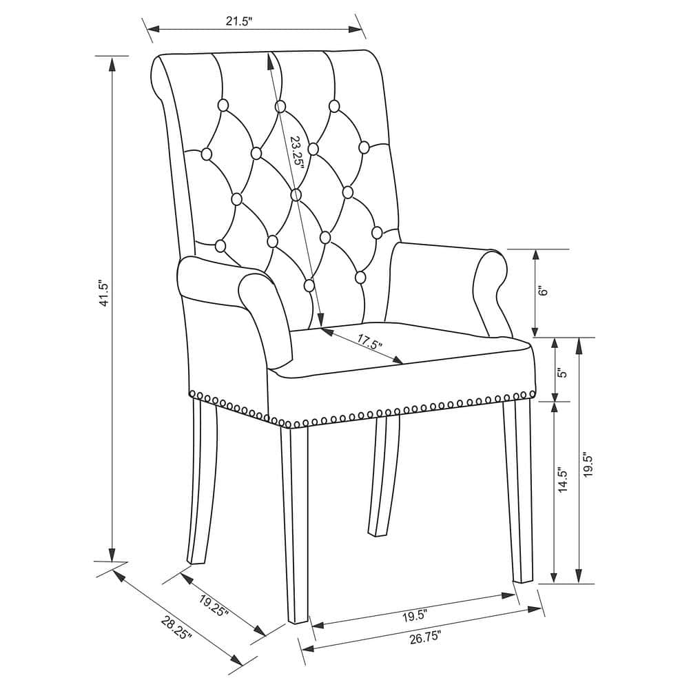 Beige Velvet Upholstered Traditional Arm Chair with Nailhead Trim