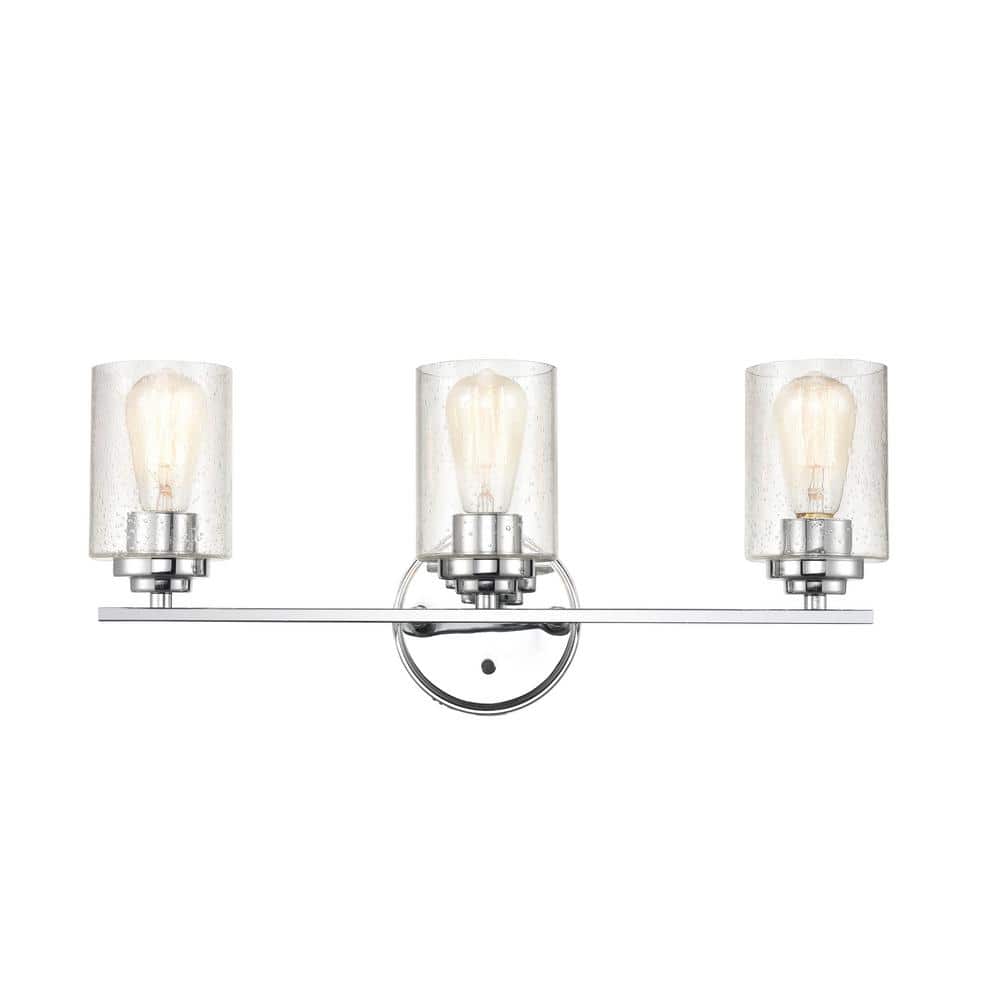 Chrome Cylinder 3-Light Vanity Fixture
