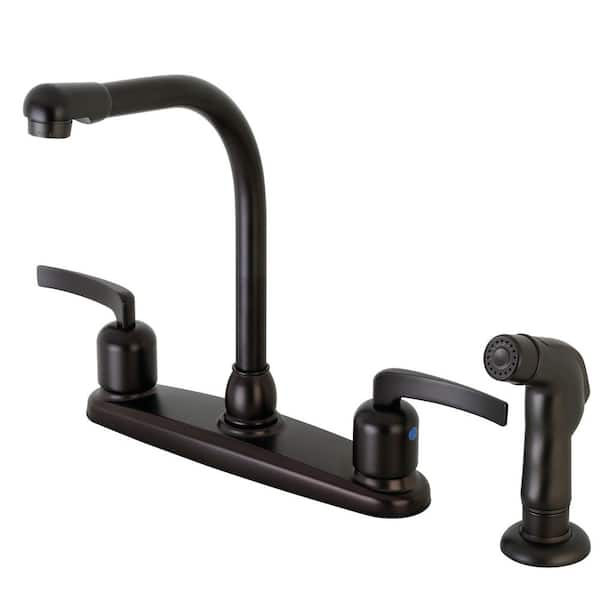 Kingston Brass Centurion Two Handle Standard Kitchen Faucet and Sprayer in Oil Rubbed Bronze