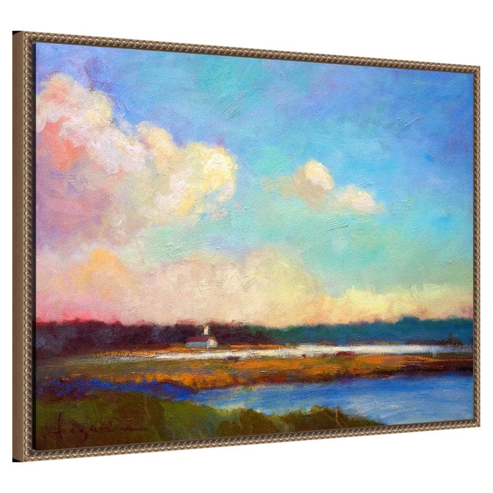 Large Framed Impressionist Nature Vista Canvas Print