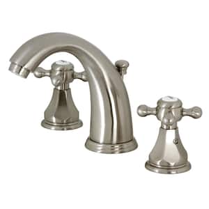 Metropolitan 2-Handle 8 in. Widespread Bathroom Faucets with Plastic Pop-Up in Brushed Nickel