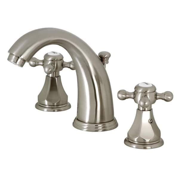 Kingston Brass Metropolitan 2-Handle 8 in. Widespread Bathroom Faucets with Plastic Pop-Up in Brushed Nickel