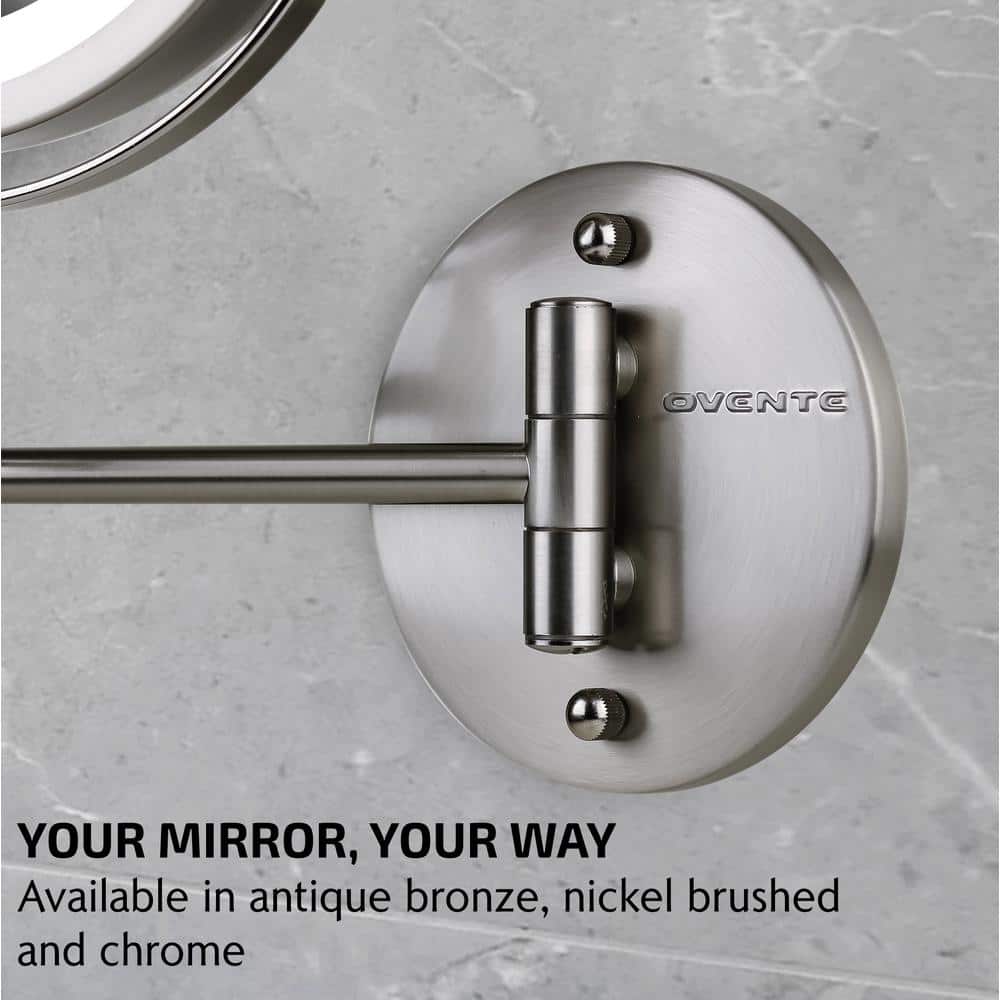 Nickel Brushed 11.6" Wall Mounted LED Magnifying Mirror