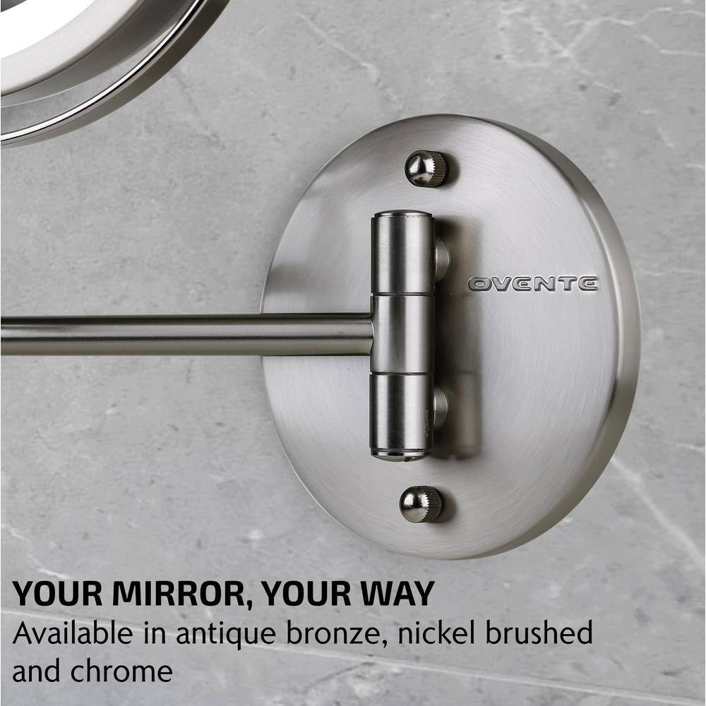 Nickel Brushed LED Wall Mounted Magnifying Makeup Mirror