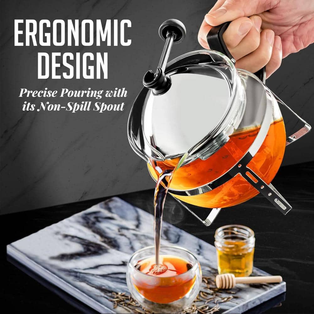 17oz Clear Glass Teapot with Stainless Steel Infuser