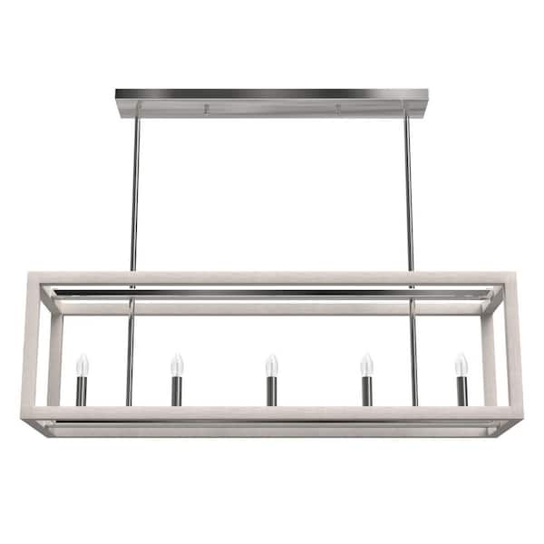 Hunter Squire Manor 5-Light Distressed White Island Chandelier