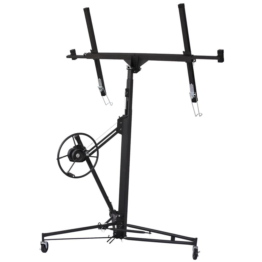 Black 13 ft. Welded Steel Drywall Lifter Rolling Panel Hoist Jack Lifter, 1