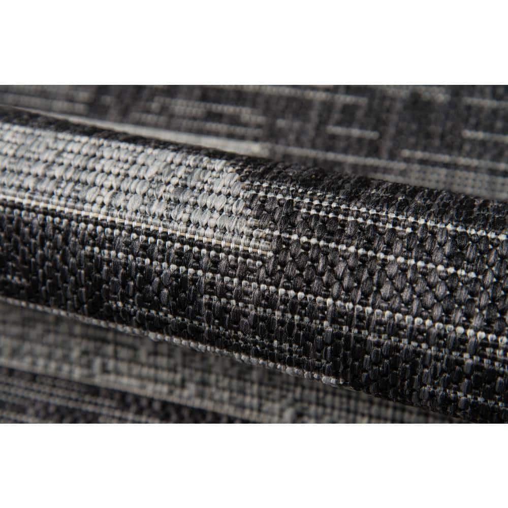 Charcoal Geometric Flat Woven Synthetic Indoor/Outdoor Rug 9'3" x 12'6"