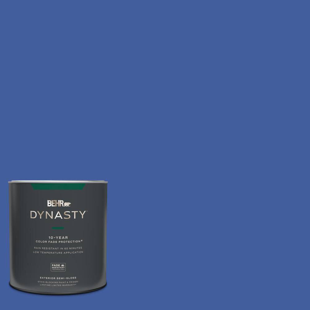 BEHR DYNASTY 1 qt. #BIC-21 Blue Dahlia Semi-Gloss Exterior Stain-Blocking  Paint & Primer 565304 - The Home Depot