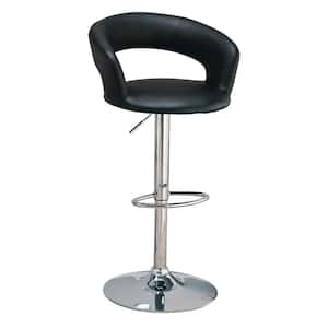 29 in. Black and Chrome Upholstered Bar Stool with Adjustable Height
