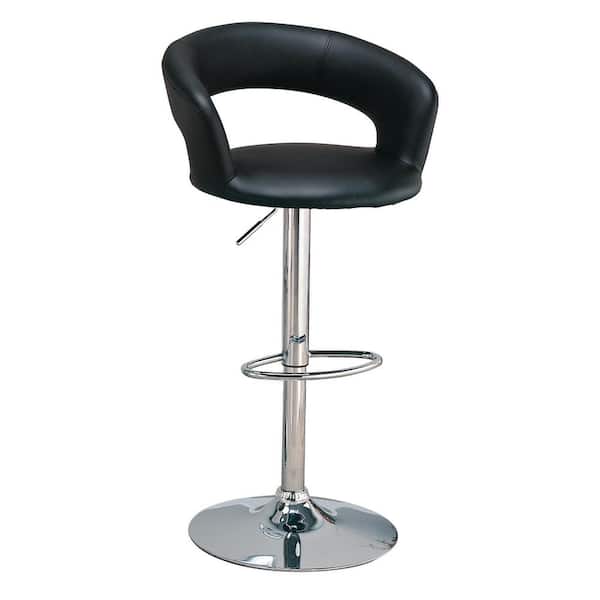 Coaster 29 in. Black and Chrome Upholstered Bar Stool with Adjustable Height