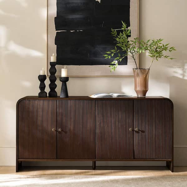 Lamber Auburn Wood Buffet Sideboard with Cable Management