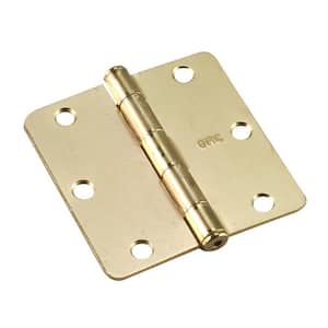 3-1/2 in. x 3-1/2 in. Brass Full Mortise Butt Hinge with Removable Pin (2-Pack)