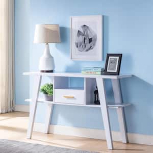 Nola 47 in. White Standard Rectangle Console Table with 1-Drawer