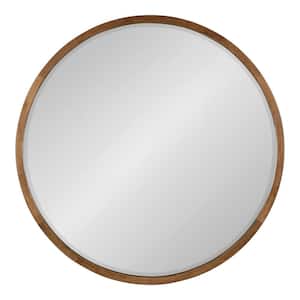 McLean 24.00 in. W x 24.00 in. H Rustic Brown Round Mid-Century Framed Decorative Wall Mirror