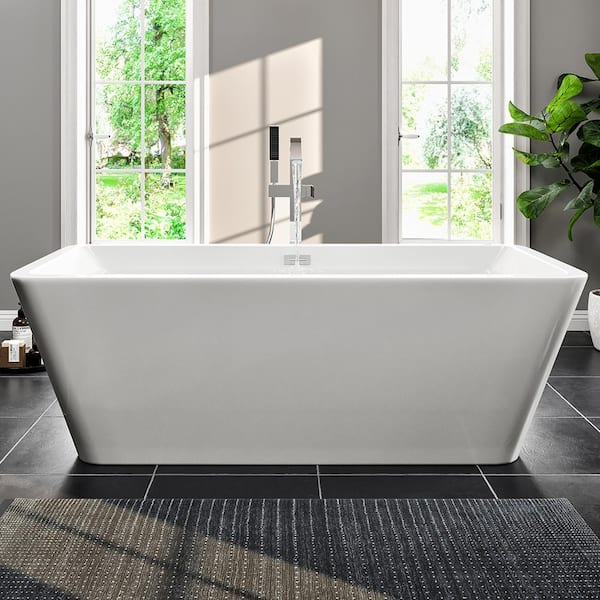 Eviva Eclipse 67 in. Acrylic Flatbottom Non-Whirlpool Bathtub in White