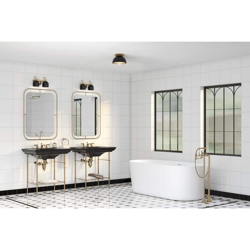 Eva Matte Black and Gold Mid-Century Modern Flush Mount Light