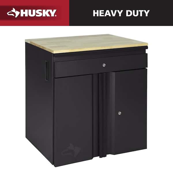 Heavy Duty 28 in. W x 32 in. H x 21.5 in. D Welded 20-Gauge 1-Drawer 2-Door Garage Base Freestanding Cabinet in Black