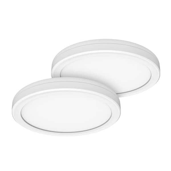 KODA 7.5 in. White Slim Round Dimmable Integrated LED Flush Mount Ceiling Light Adjustable CCT (2-Pack)