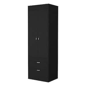 23.3 in. W x 18.9 in. D x 70.4 in. H Black Linen Cabinet with 2-Doors, 2-Drawers