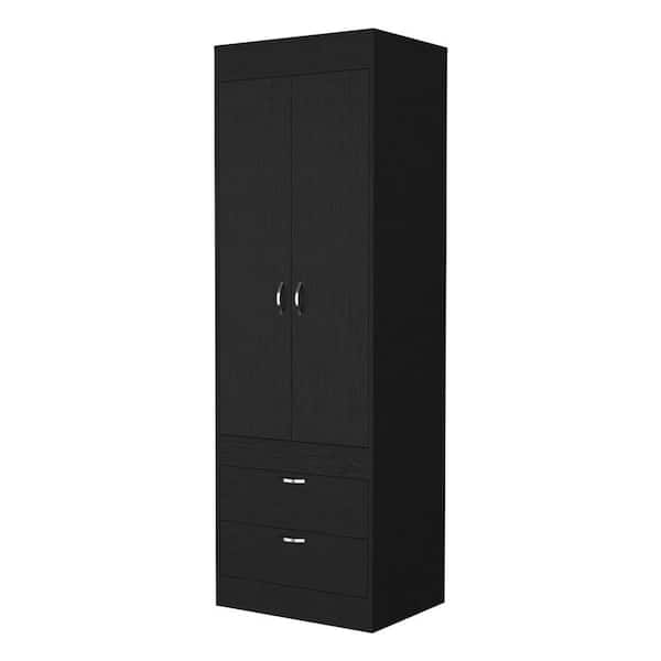 Lycvki 23.3 in. W x 18.9 in. D x 70.4 in. H Black Linen Cabinet with 2-Doors, 2-Drawers