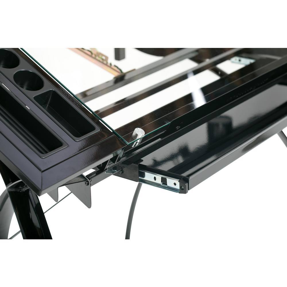 Futura Glass-Top Crafting Table with Drawer and Shelf