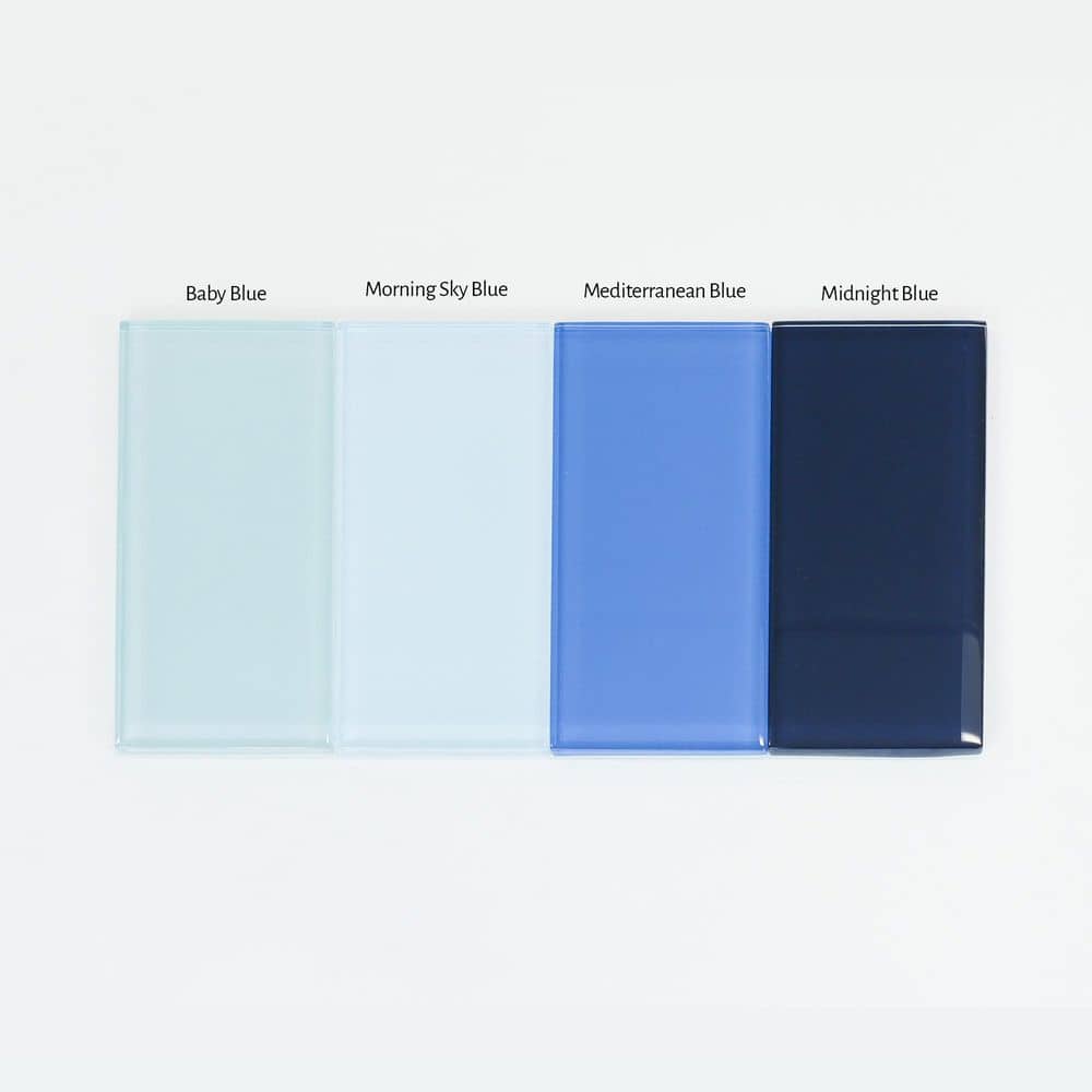 Baby Blue 4" x 12" Glossy Glass Subway Wall Tile