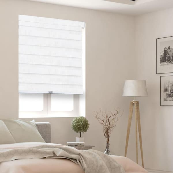 Cut-to-Width Burton Arctic, Cordless Dual Layer Light Filtering Zebra Shades-72 in. W x 72 in. L