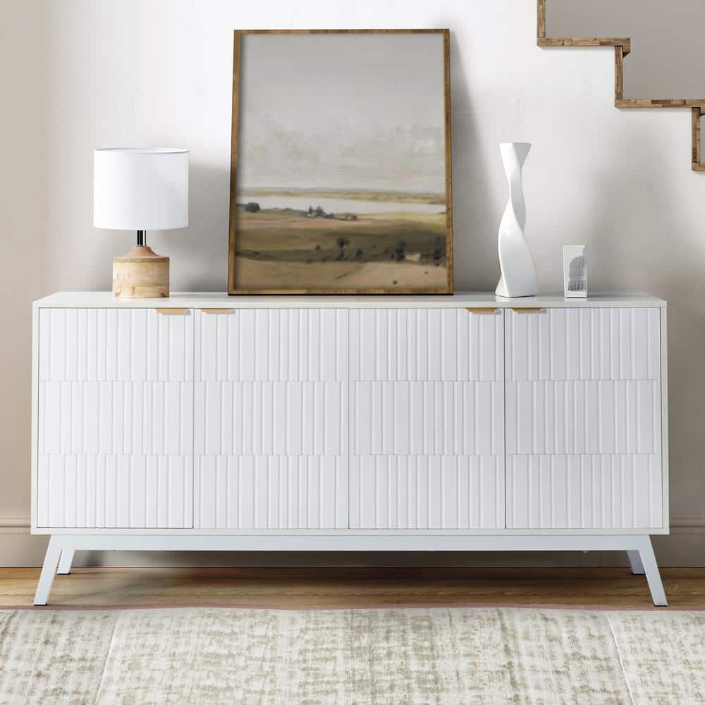 JAYDEN CREATION Joel White 63 in. W Modern MDF 4-Door