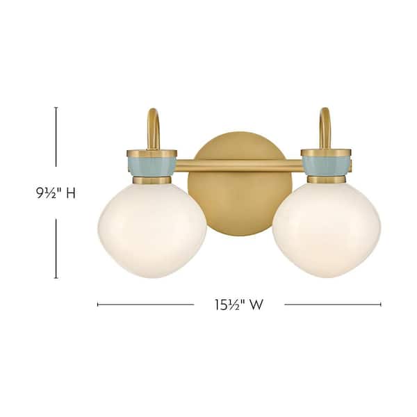 LARK Lucy 15.5 in. 2-Light Lacquered Brass Vanity Light 85592LCB