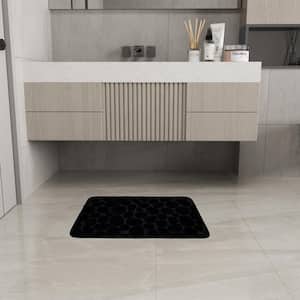 Jeedeson Black 2 Pieces Memory Foam Bath Mat Set, Non Slip Bath Mat and U Shape Toilet Rug, Super Soft and Water Absorbent