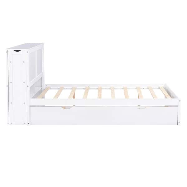 Harper & Bright Designs White Wood Frame Full Size Platform Bed