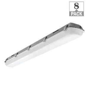 4 ft. 64-Watt Equivalent Vapor Tight Integrated LED Gray Strip Light Fixture 3600 Lumens 120-277V 4000K (8-Pack)