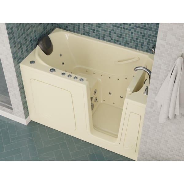 Safe Premier Series 32 in. L x 60 in. W Right Side Drain Combination Jetted Bathtub in Biscuit with Microbubbles Jet